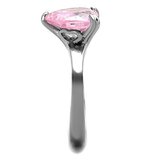 High polished (no plating) Stainless Steel Ring with AAA Grade CZ  in Rose