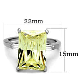 High polished (no plating) Stainless Steel Ring with AAA Grade CZ  in Citrine Yellow