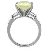 High polished (no plating) Stainless Steel Ring with AAA Grade CZ  in Citrine Yellow