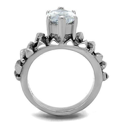 High polished (no plating) Stainless Steel Ring with AAA Grade CZ  in Clear