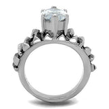 High polished (no plating) Stainless Steel Ring with AAA Grade CZ  in Clear