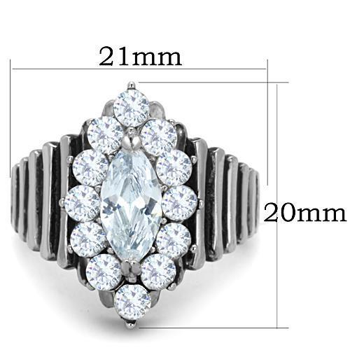 High polished (no plating) Stainless Steel Ring with AAA Grade CZ  in Clear