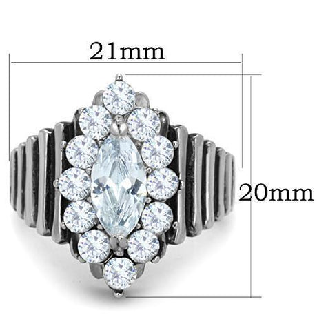 High polished (no plating) Stainless Steel Ring with AAA Grade CZ  in Clear