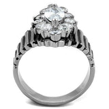 High polished (no plating) Stainless Steel Ring with AAA Grade CZ  in Clear