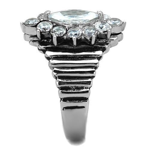 High polished (no plating) Stainless Steel Ring with AAA Grade CZ  in Clear