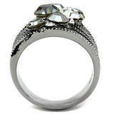 High polished (no plating) Stainless Steel Ring with Top Grade Crystal  in Black Diamond