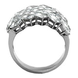 High polished (no plating) Stainless Steel Ring with AAA Grade CZ  in Clear
