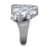 High polished (no plating) Stainless Steel Ring with AAA Grade CZ  in Clear