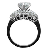 Two-Tone IP Black Stainless Steel Ring with AAA Grade CZ  in Clear
