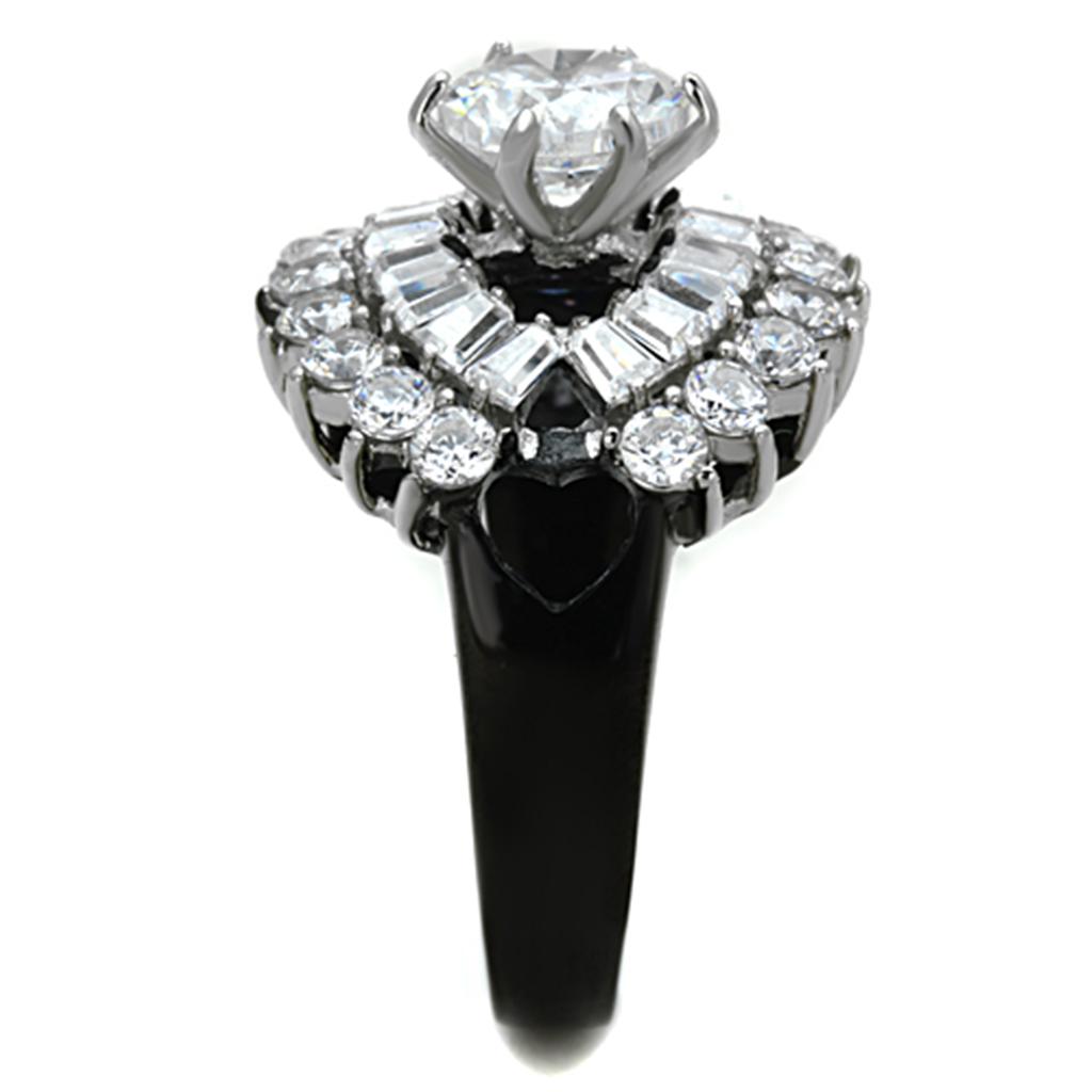 Two-Tone IP Black Stainless Steel Ring with AAA Grade CZ  in Clear