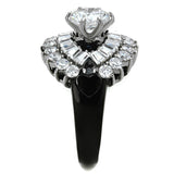 Two-Tone IP Black Stainless Steel Ring with AAA Grade CZ  in Clear