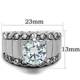 High polished (no plating) Stainless Steel Ring with AAA Grade CZ  in Clear