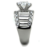High polished (no plating) Stainless Steel Ring with AAA Grade CZ  in Clear