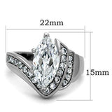 High polished (no plating) Stainless Steel Ring with AAA Grade CZ  in Clear