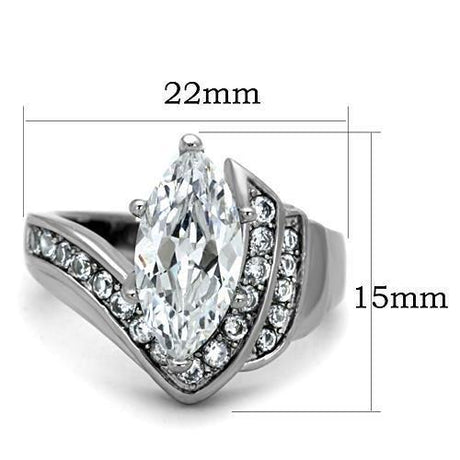 High polished (no plating) Stainless Steel Ring with AAA Grade CZ  in Clear