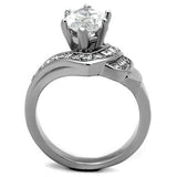 High polished (no plating) Stainless Steel Ring with AAA Grade CZ  in Clear