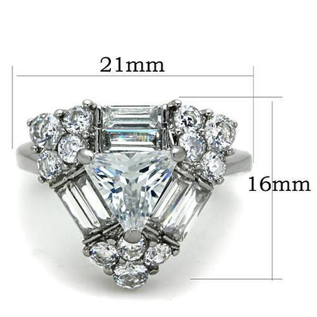 High polished (no plating) Stainless Steel Ring with AAA Grade CZ  in Clear
