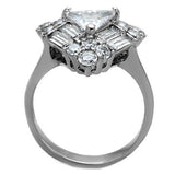 High polished (no plating) Stainless Steel Ring with AAA Grade CZ  in Clear