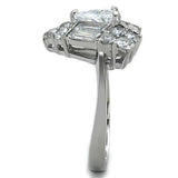 High polished (no plating) Stainless Steel Ring with AAA Grade CZ  in Clear