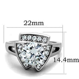 High polished (no plating) Stainless Steel Ring with AAA Grade CZ  in Clear
