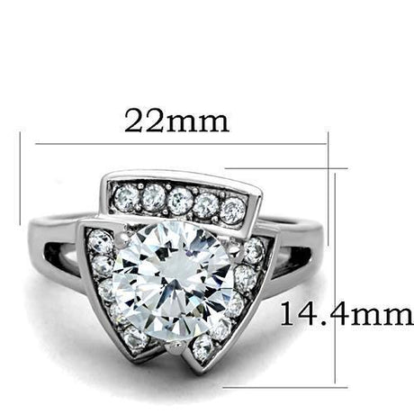 High polished (no plating) Stainless Steel Ring with AAA Grade CZ  in Clear