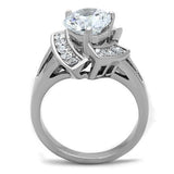 High polished (no plating) Stainless Steel Ring with AAA Grade CZ  in Clear