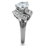 High polished (no plating) Stainless Steel Ring with AAA Grade CZ  in Clear