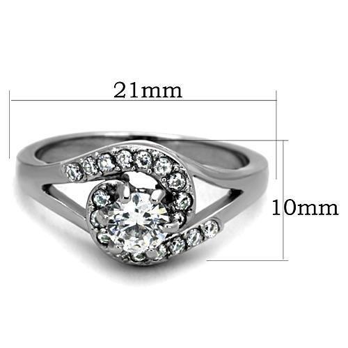 High polished (no plating) Stainless Steel Ring with AAA Grade CZ  in Clear