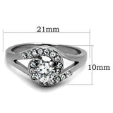 High polished (no plating) Stainless Steel Ring with AAA Grade CZ  in Clear