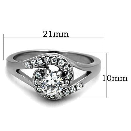 High polished (no plating) Stainless Steel Ring with AAA Grade CZ  in Clear