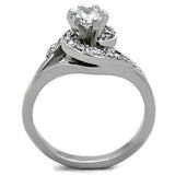 High polished (no plating) Stainless Steel Ring with AAA Grade CZ  in Clear