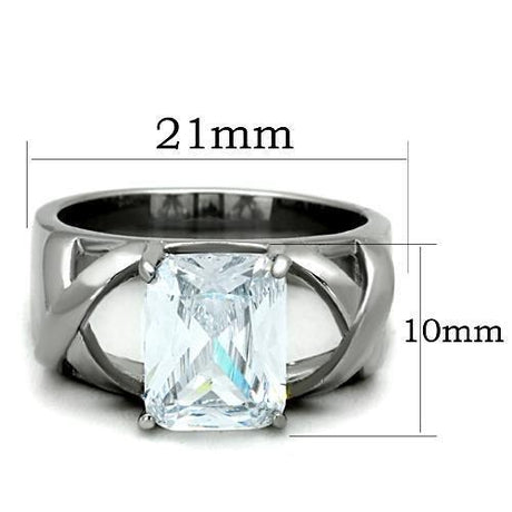 High polished (no plating) Stainless Steel Ring with AAA Grade CZ  in Clear