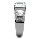 High polished (no plating) Stainless Steel Ring with AAA Grade CZ  in Clear