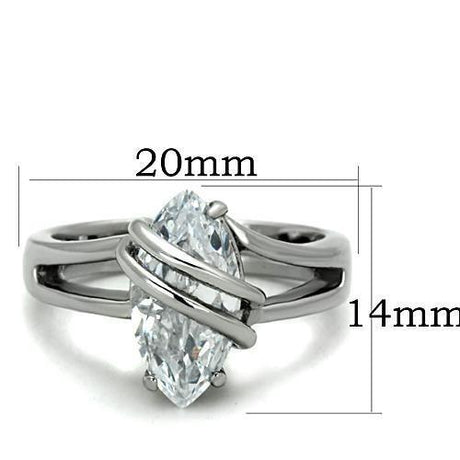High polished (no plating) Stainless Steel Ring with AAA Grade CZ  in Clear