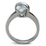 High polished (no plating) Stainless Steel Ring with AAA Grade CZ  in Clear