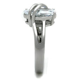 High polished (no plating) Stainless Steel Ring with AAA Grade CZ  in Clear