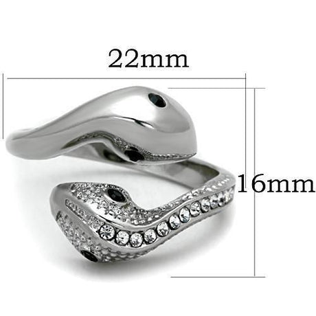 High polished (no plating) Stainless Steel Ring with Top Grade Crystal  in Jet