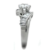High polished (no plating) Stainless Steel Ring with AAA Grade CZ  in Clear
