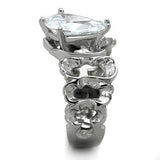 High polished (no plating) Stainless Steel Ring with AAA Grade CZ  in Clear