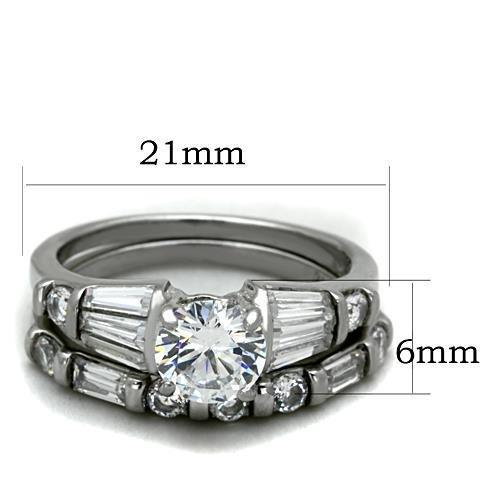 High polished (no plating) Stainless Steel Ring with AAA Grade CZ  in Clear