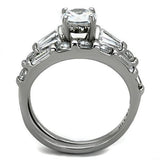 High polished (no plating) Stainless Steel Ring with AAA Grade CZ  in Clear