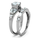 High polished (no plating) Stainless Steel Ring with AAA Grade CZ  in Clear