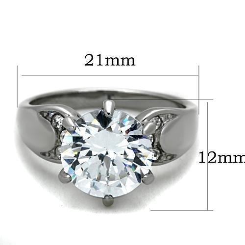 High polished (no plating) Stainless Steel Ring with AAA Grade CZ  in Clear