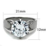 High polished (no plating) Stainless Steel Ring with AAA Grade CZ  in Clear