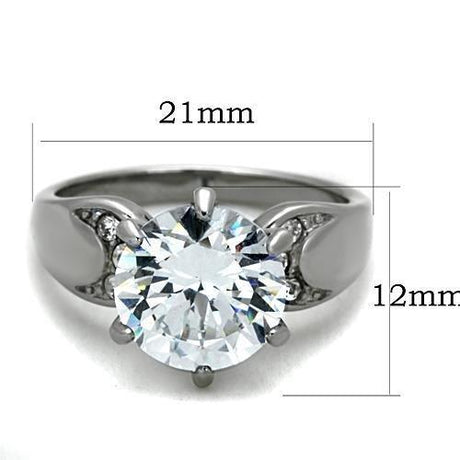 High polished (no plating) Stainless Steel Ring with AAA Grade CZ  in Clear