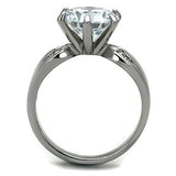 High polished (no plating) Stainless Steel Ring with AAA Grade CZ  in Clear