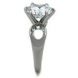 High polished (no plating) Stainless Steel Ring with AAA Grade CZ  in Clear