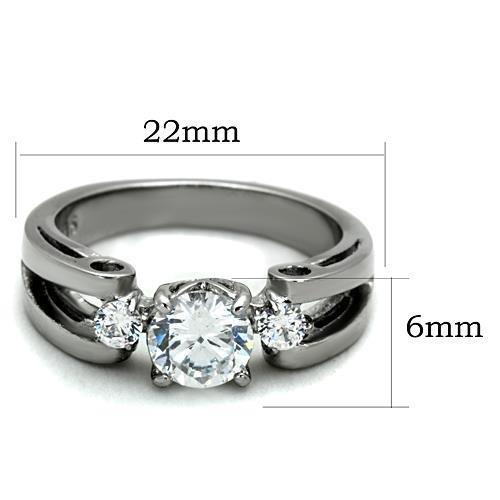 High polished (no plating) Stainless Steel Ring with AAA Grade CZ  in Clear