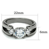High polished (no plating) Stainless Steel Ring with AAA Grade CZ  in Clear