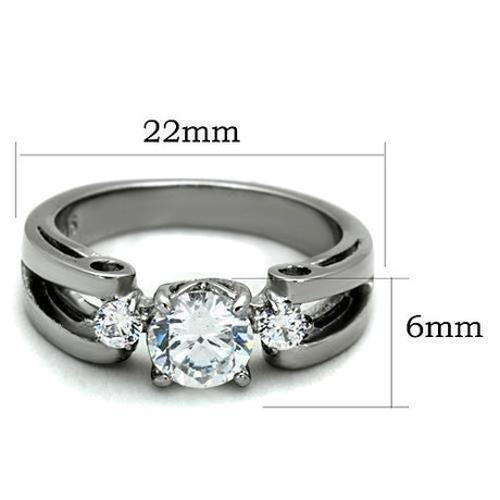 High polished (no plating) Stainless Steel Ring with AAA Grade CZ  in Clear